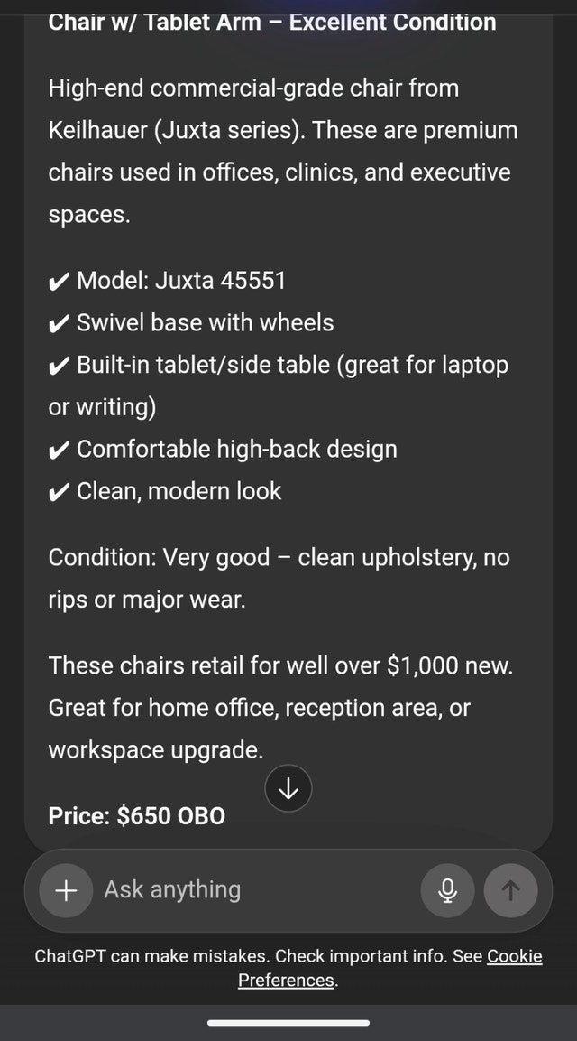 Keilhauer Hi End office chairs with tablet arm ⚽ - photo 2