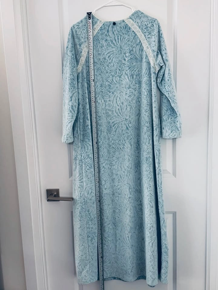 Soft Surroundings Velour Textured Print Blue Nightgown - XS⚽️ - photo 3