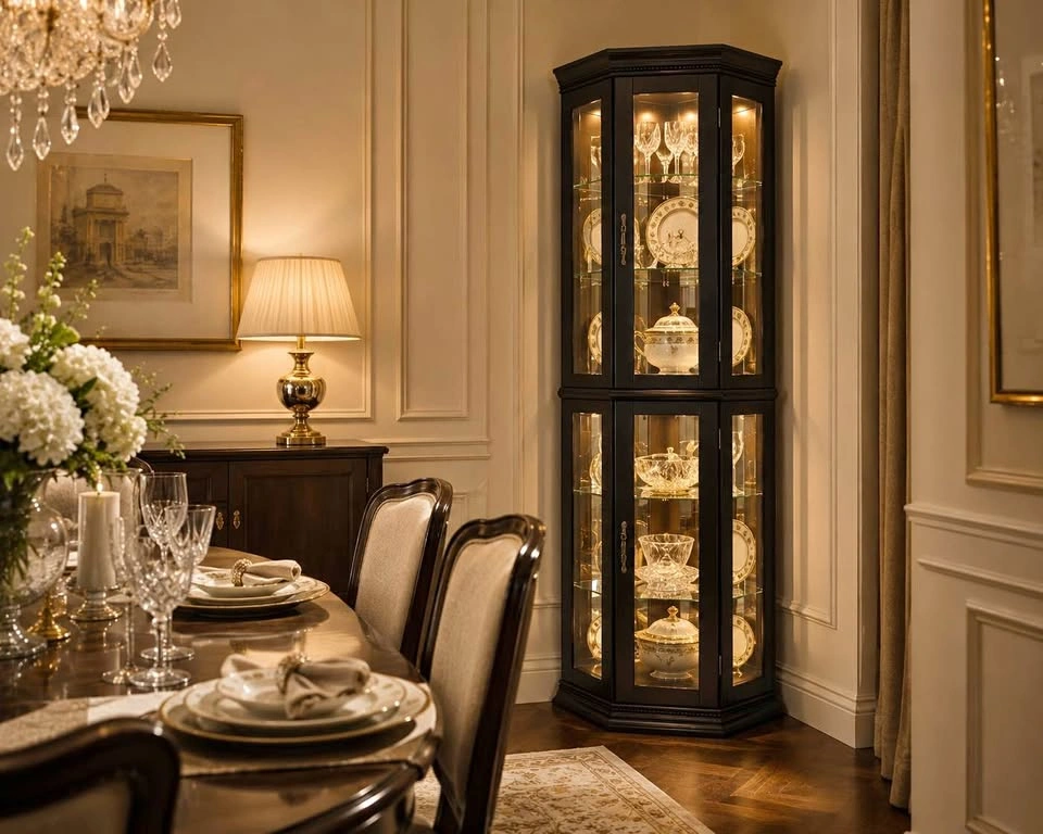 Space Saving Corner Curio Cabinet – Display Cabinet