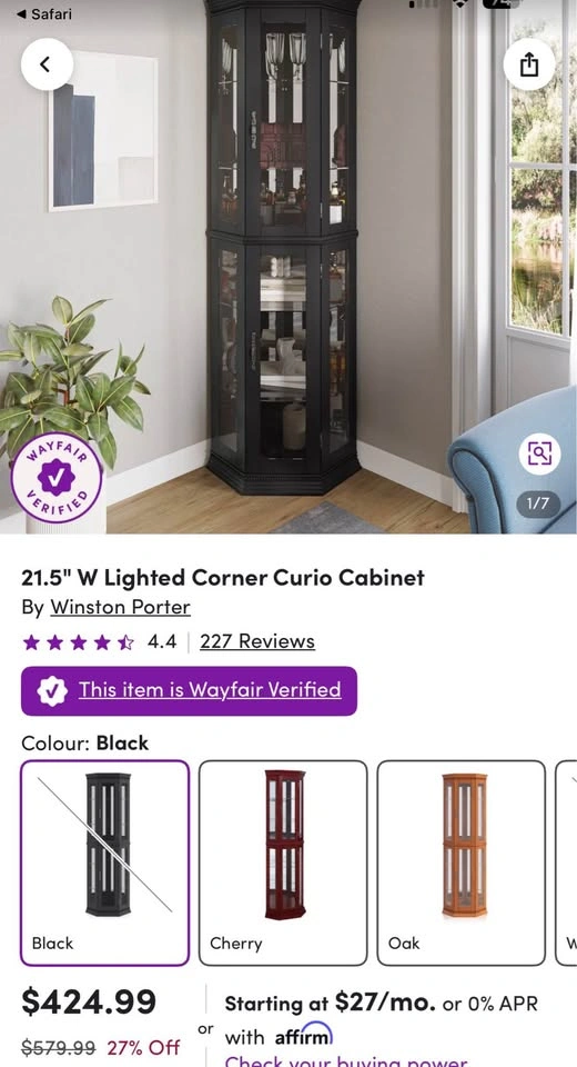 Space Saving Corner Curio Cabinet – Display Cabinet - photo 2