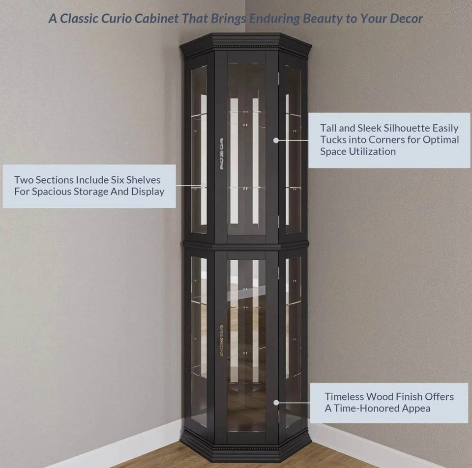 Space Saving Corner Curio Cabinet – Display Cabinet - photo 4