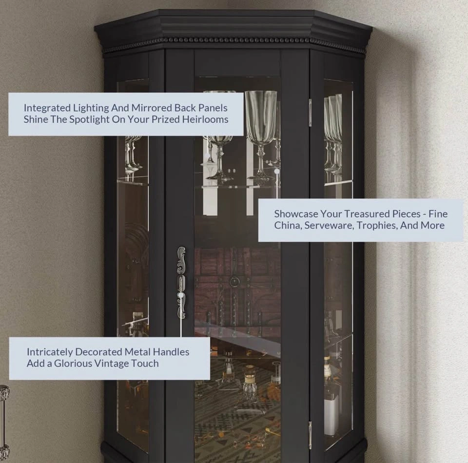 Space Saving Corner Curio Cabinet – Display Cabinet - photo 5