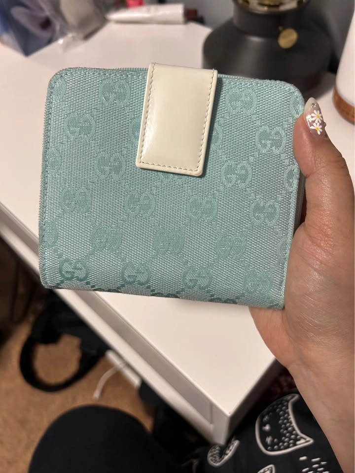 Used Gucci Monogram Wallet – Light Blue/Mint - photo 2