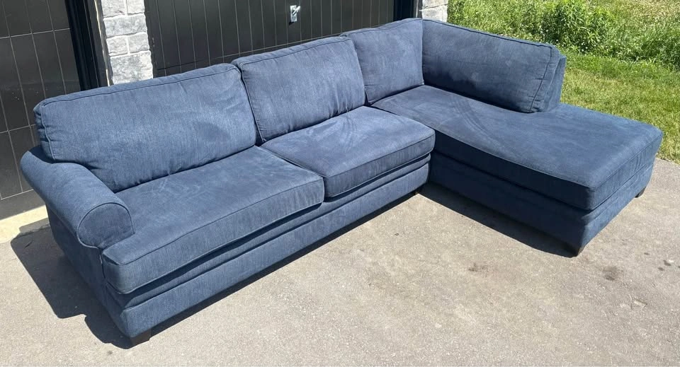 Large Blue Sectional Sofa with Chaise - photo 3