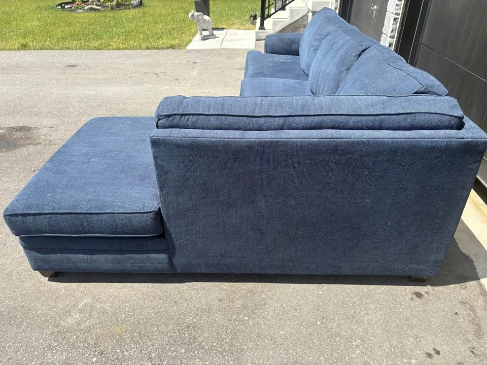 Large Blue Sectional Sofa with Chaise - photo 4