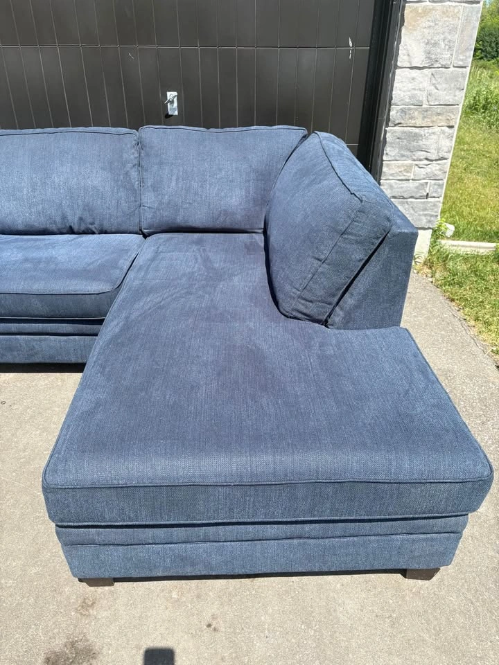 Large Blue Sectional Sofa with Chaise - photo 5