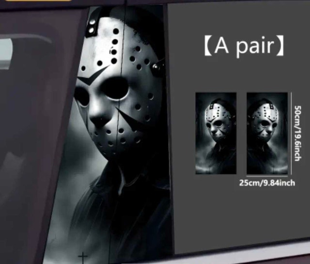 Friday the 13th - Jason - SUV Pillar Stickers - pair - Brand New - photo 3