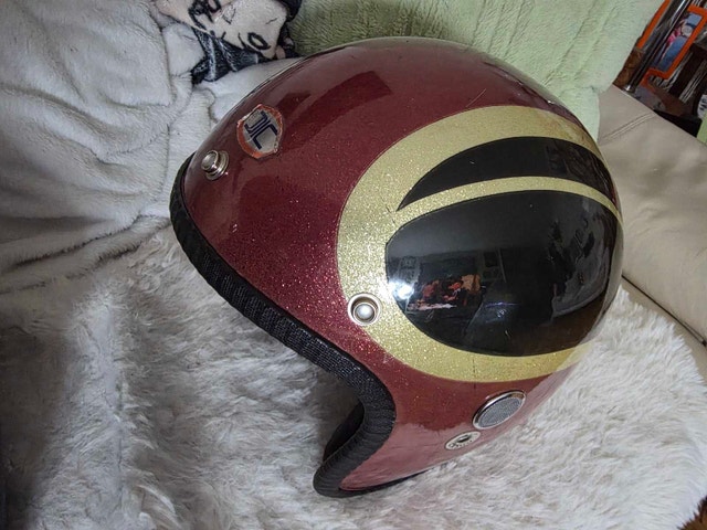 Vintage 1970 DIC CX500 Metal Flake Motorcycle Helmet EUC - XL