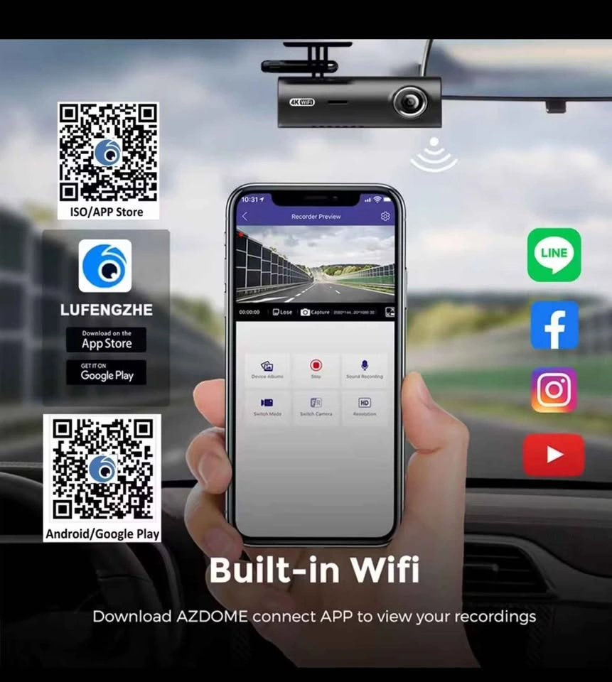 2K Full HD Front Car Dashcam with Wireless Wifi - photo 2