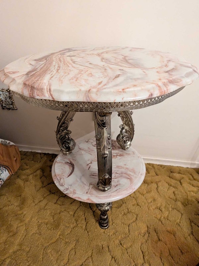Vintage Marble Top 2 Side and 1 Coffee Table Set