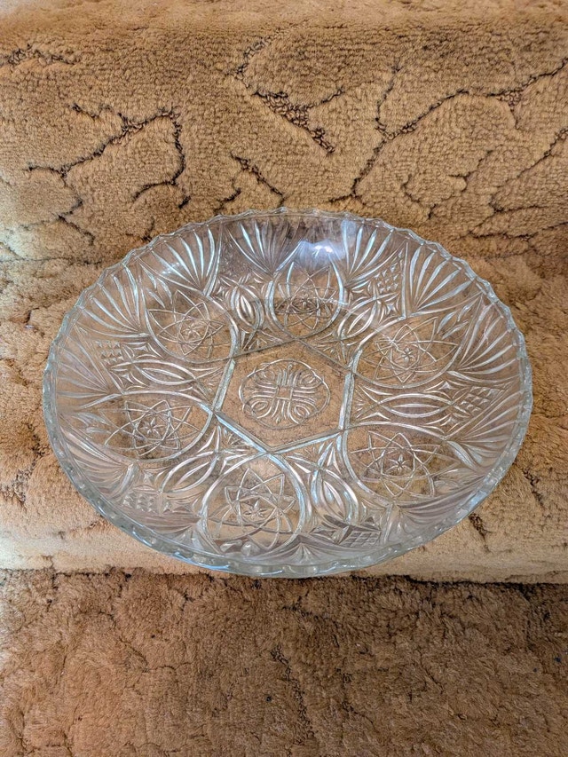 Clear Pressed Glass Decorative Bowl