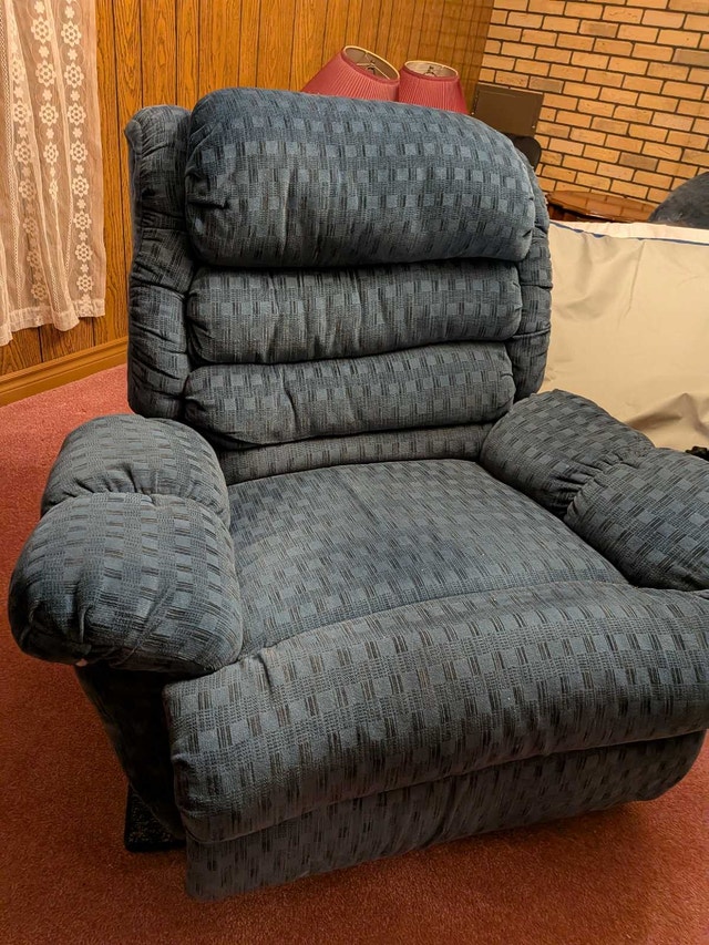 Blue Fabric Recliner Chair