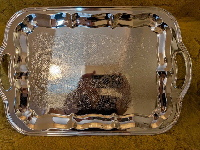 Silver Plated Ornate Serving Tray