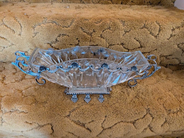 Crystal and Silver Plated Centerpiece Bowl