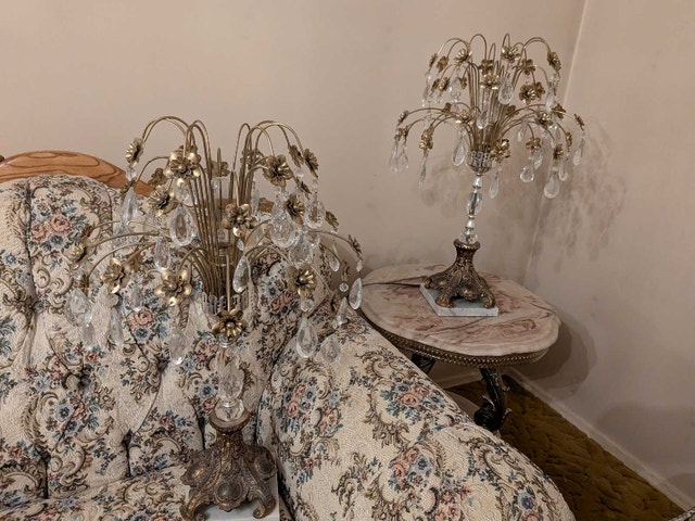 Vintage Crystal Flower Table Lamps