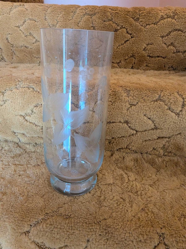 Etched Glass Flower Vase