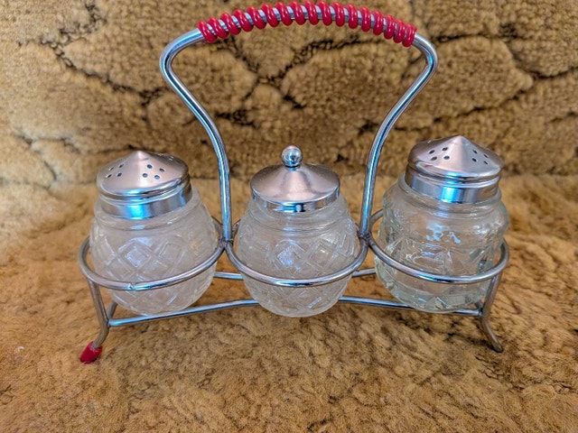 Vintage Three-Piece Glass Cruet Set