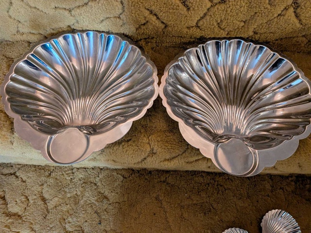 Silver-Plated Shell Serving Dishes