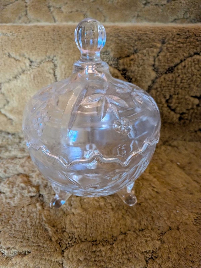 Vintage Pressed Glass Footed Candy Dish