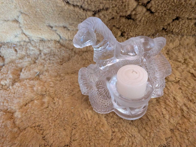 Clear Glass Rocking Horse Votive Candle Holder