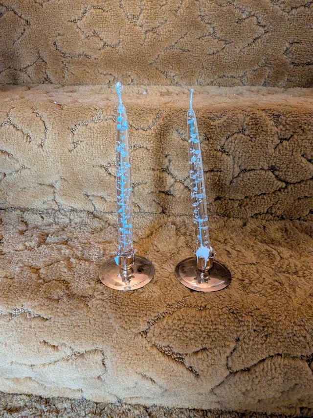 Clear Glass Decorative Taper Candles with Holders