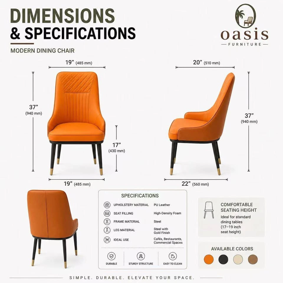 Oasis Furniture Modern Dining Chair, Orange and Brown - photo 2