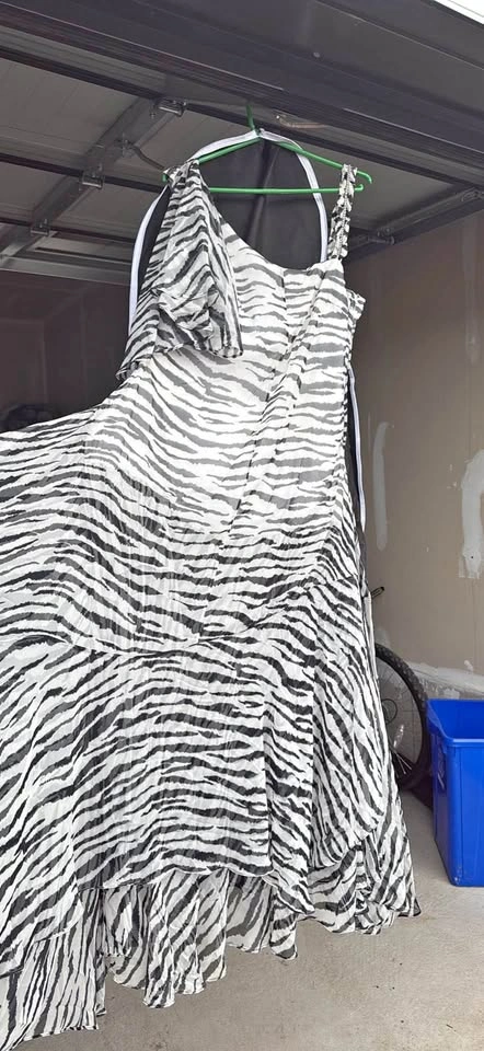 Black and white zebra print maxi dress