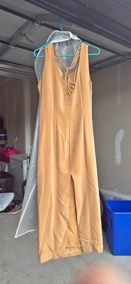 Champagne Gold Formal Dress Multi-Strap Back Slit
