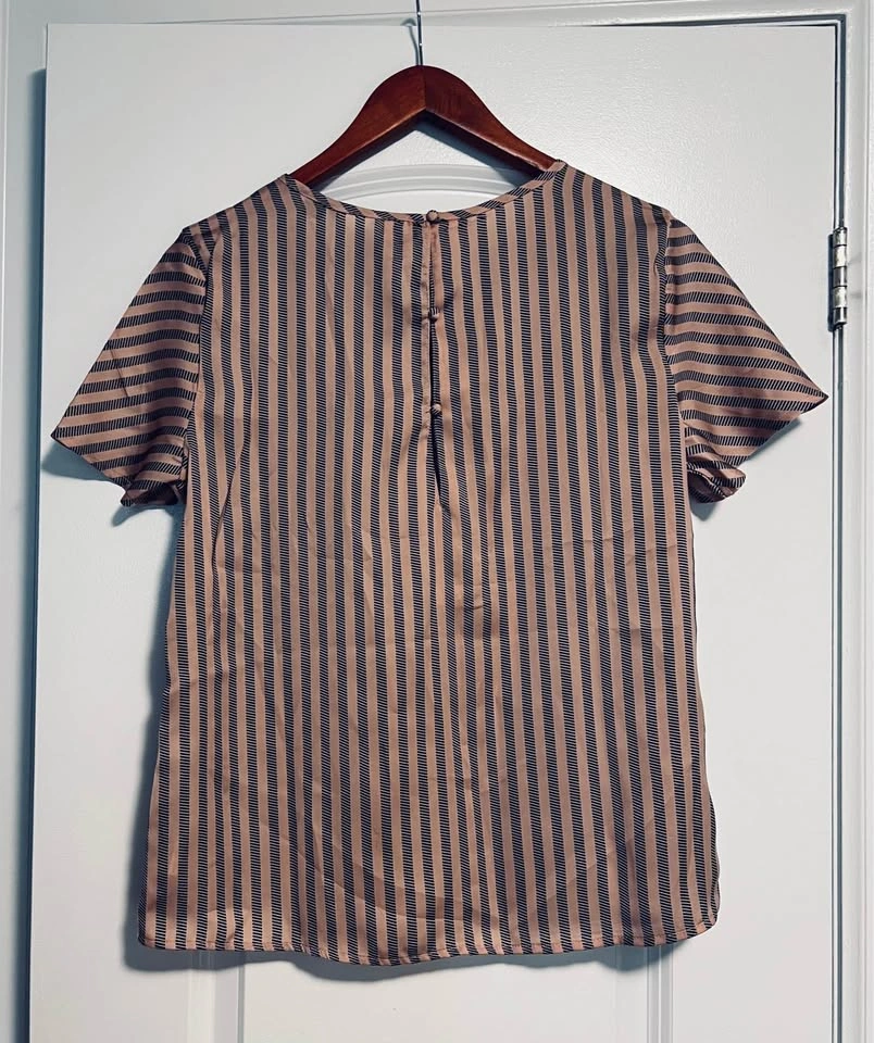 Vero Moda Misty Rose/Black Striped Silk Top - Size M - photo 2