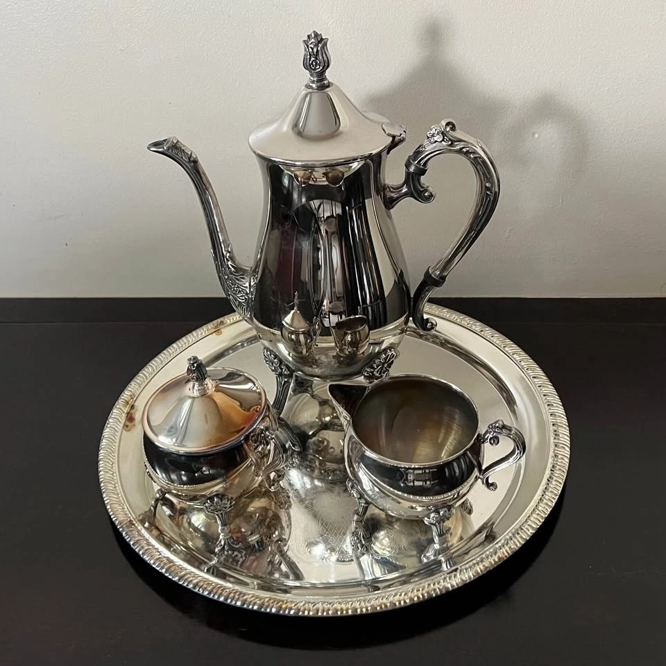 Vintage Leonard Silver Plated EP Brass Tea Set
