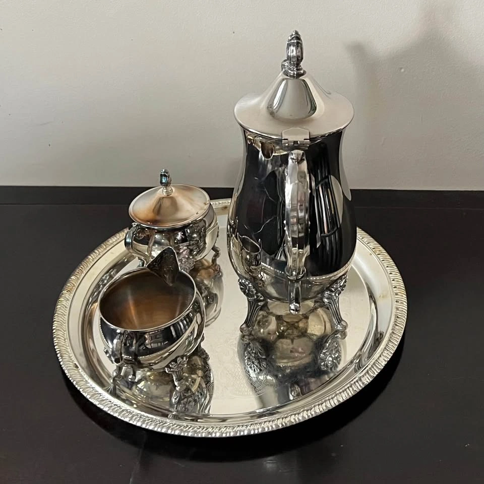 Vintage Leonard Silver Plated EP Brass Tea Set - photo 2