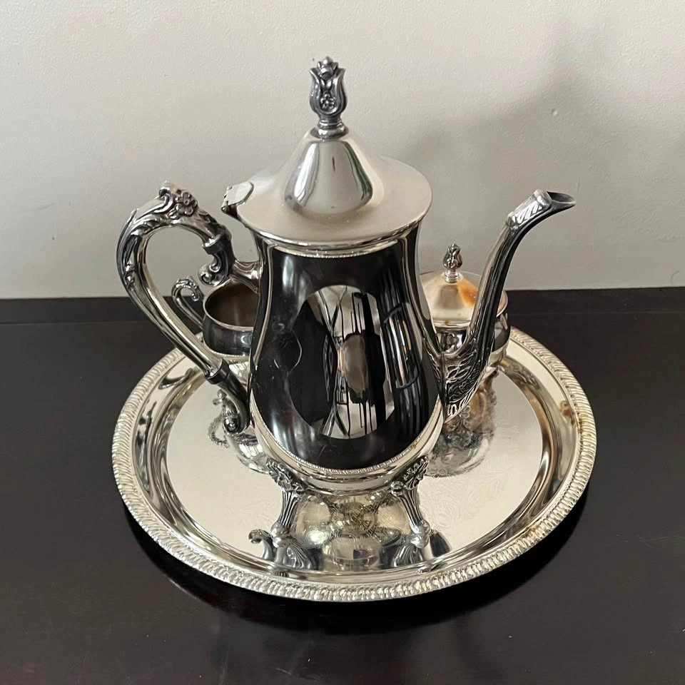 Vintage Leonard Silver Plated EP Brass Tea Set - photo 3