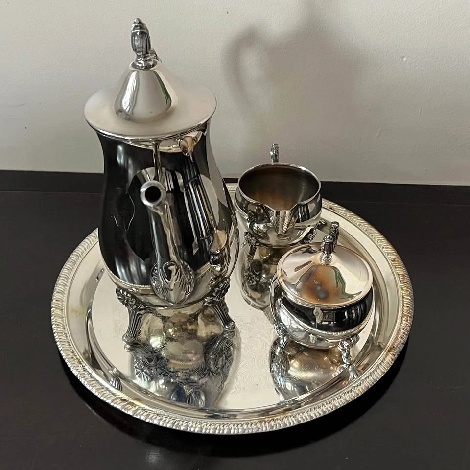 Vintage Leonard Silver Plated EP Brass Tea Set - photo 4
