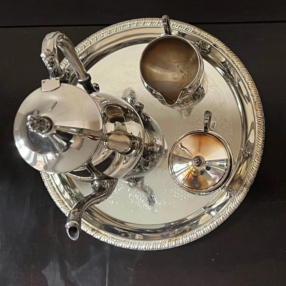 Vintage Leonard Silver Plated EP Brass Tea Set - photo 5