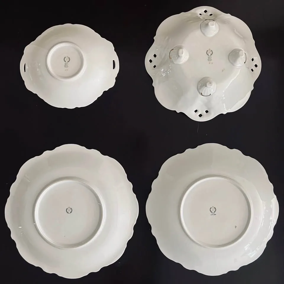 Reichenbach Porcelain Serving Platter and Bowl with Gold Trim - photo 2