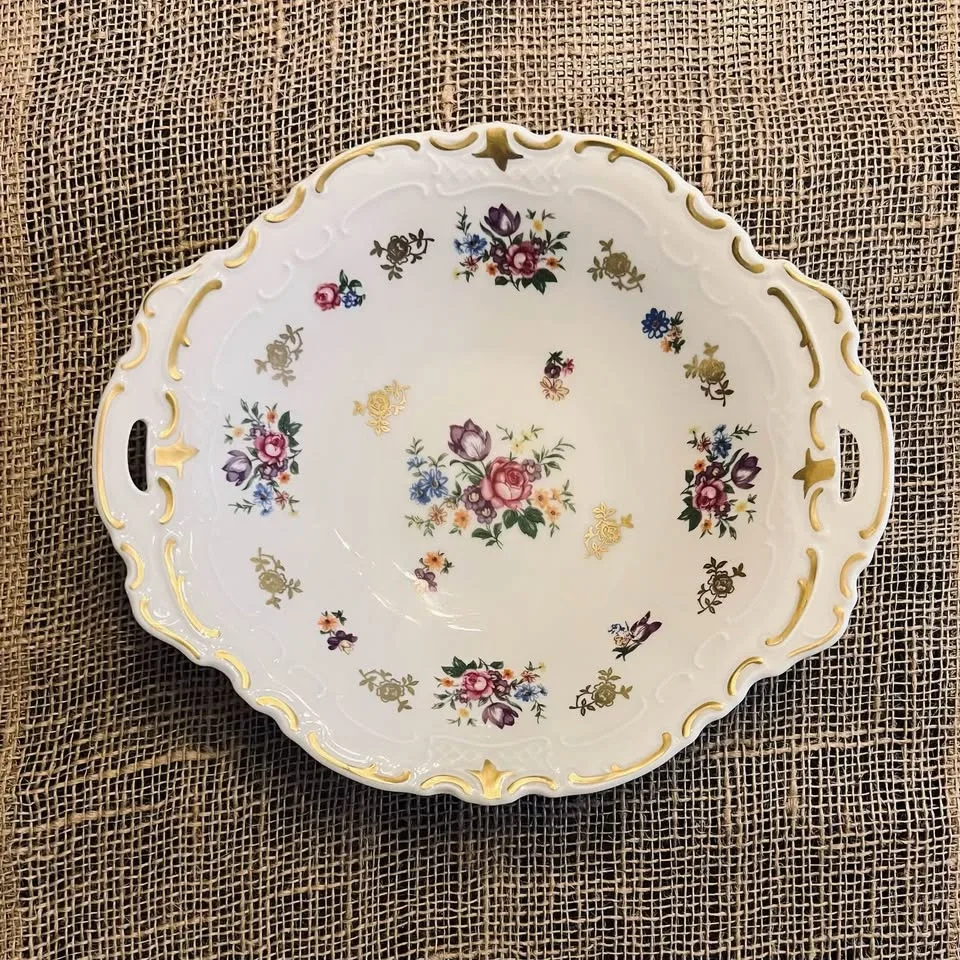 Reichenbach Porcelain Serving Platter and Bowl with Gold Trim - photo 5