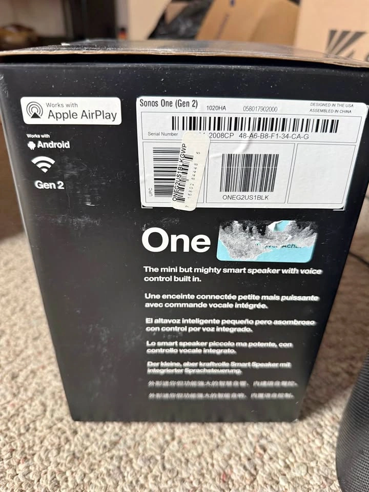 Sonos One (Gen 2) Smart Speaker