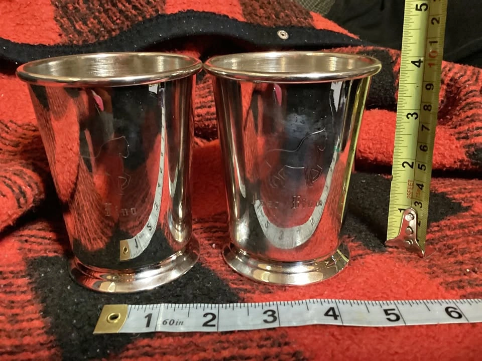 Rare 2 PASO FINO Horse Cups marked Sheridan at the bottom