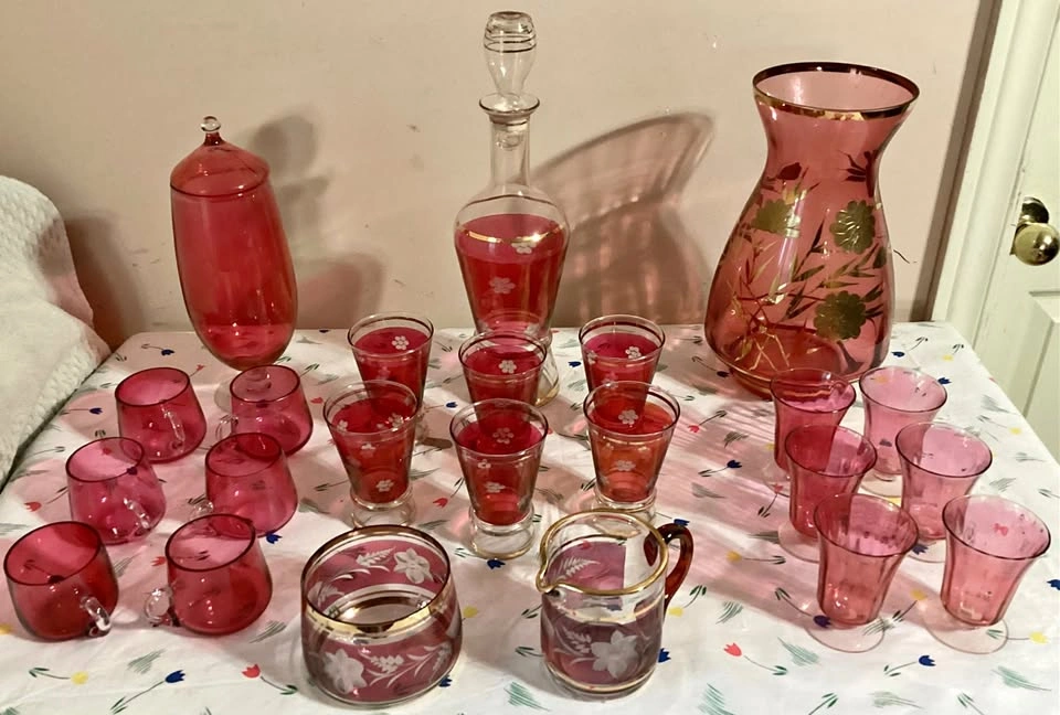 25 pieces CRANBERRY GLASS COLLECTION