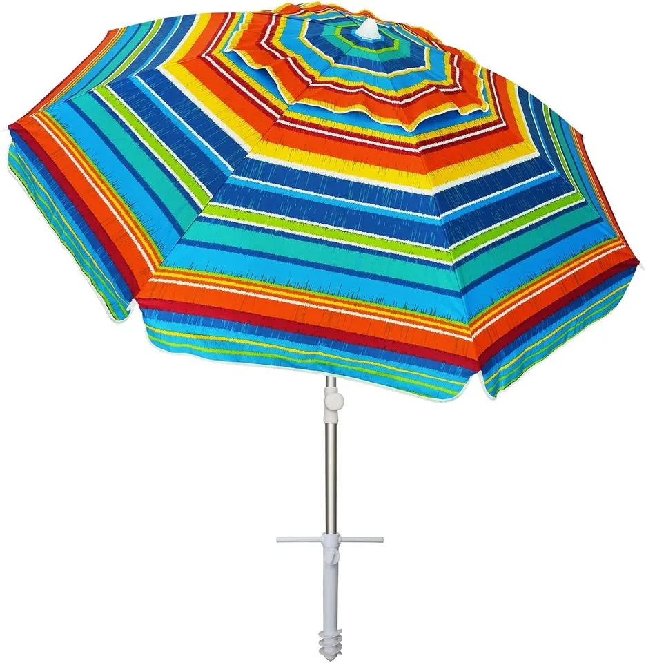 AMMSUN Beach Umbrella 6.5ft Yellow Stripes image indicator(2)