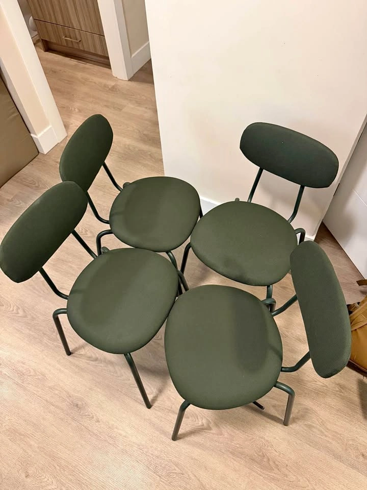 Set of 4 Forest Green Metal Dining Chairs