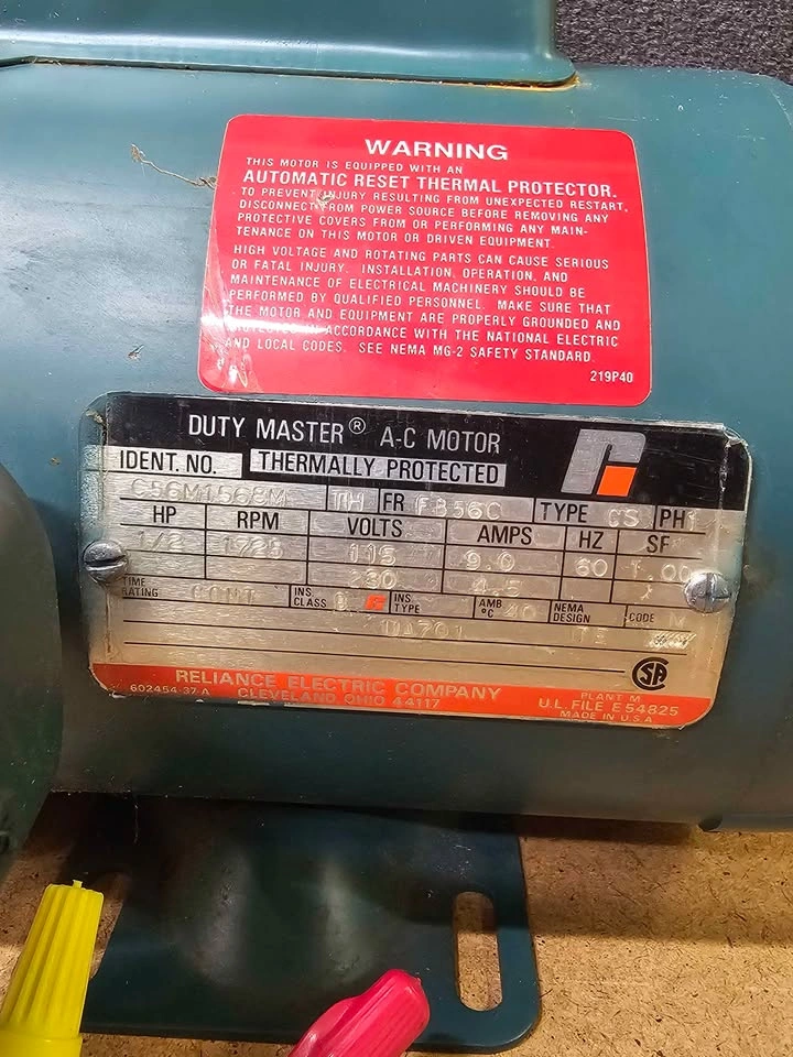 Reliance 1/2 HP 1725 RPM 115/230 V C56M1568M AC Motor - photo 5