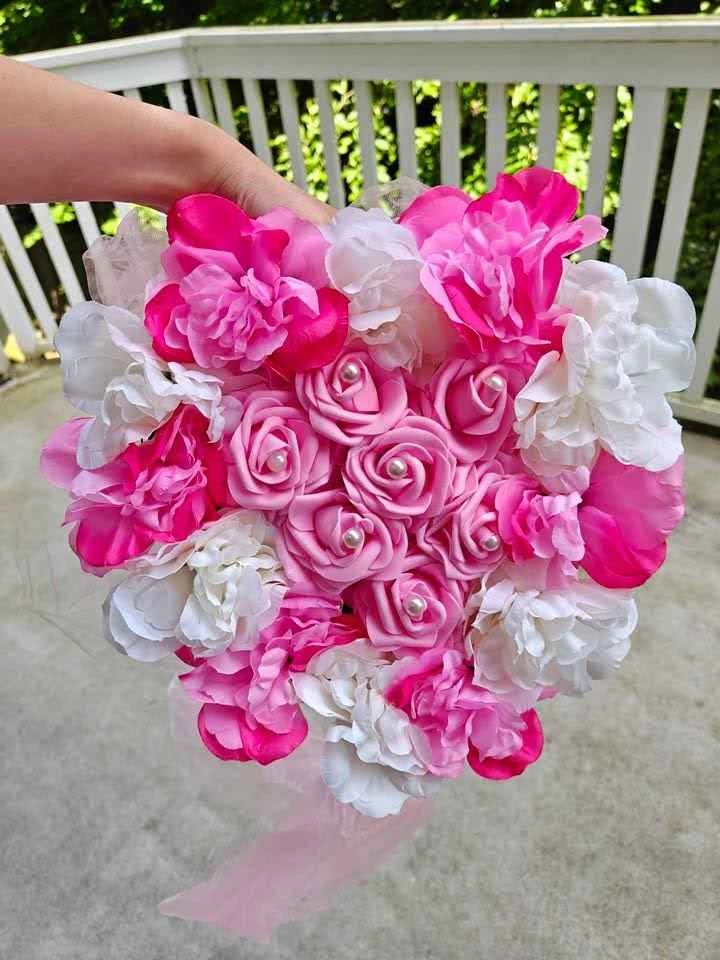 Wedding Car Floral Heart Decoration – Pink & White - photo 2