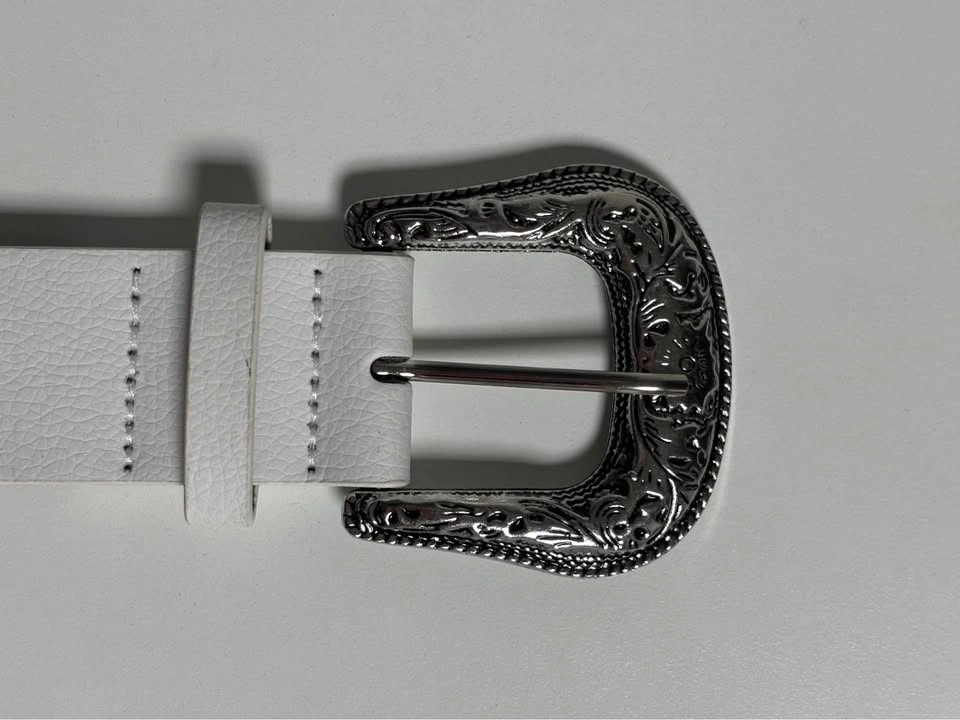 White Studded Western Belt w Turquoise Accents - photo 2