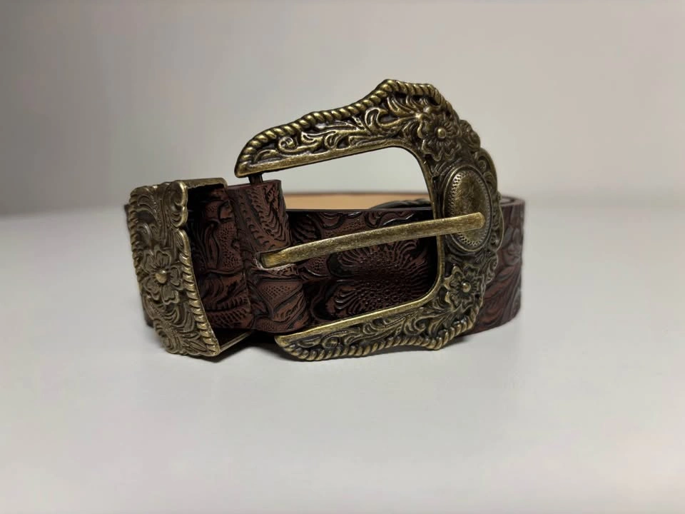 Brown Embossed Belt Ornate Buckle - photo 3