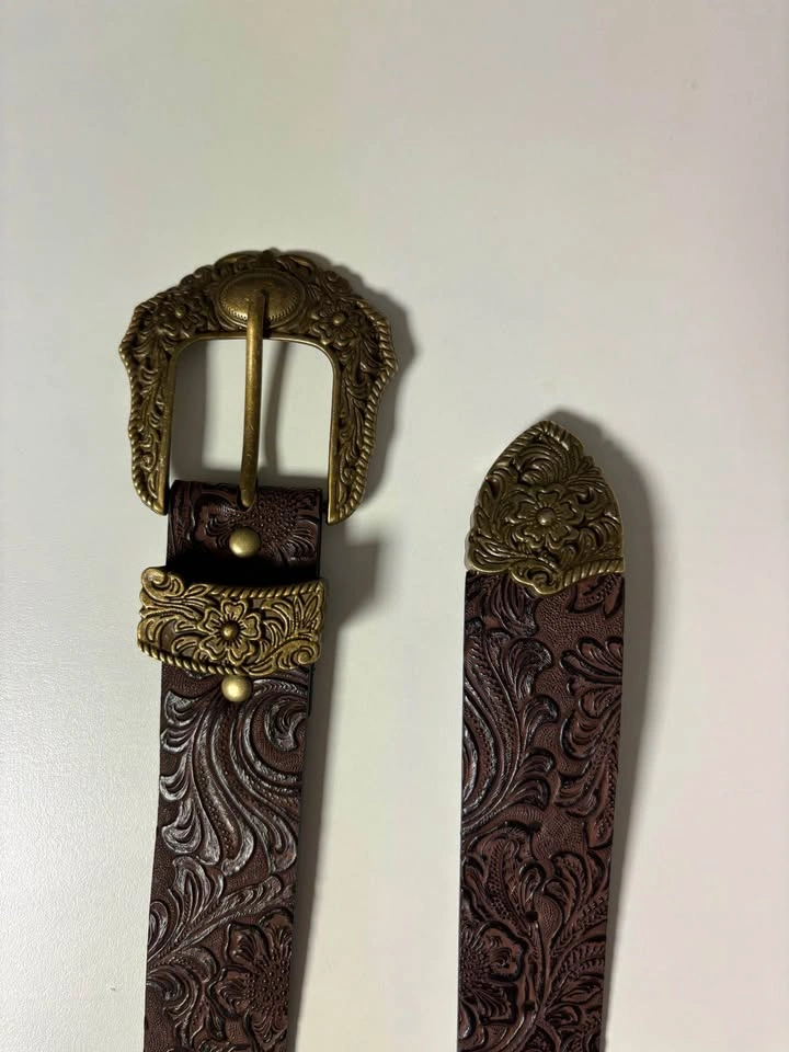 Brown Embossed Belt Ornate Buckle - photo 4