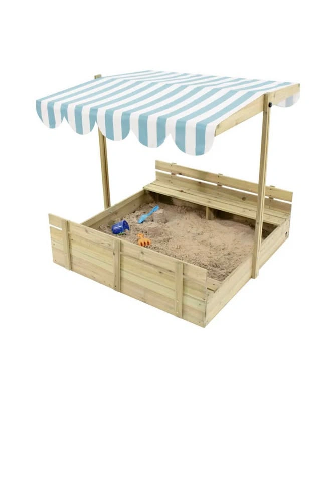New Plum Outdoor Portable Wooden Sandbox with Canopy