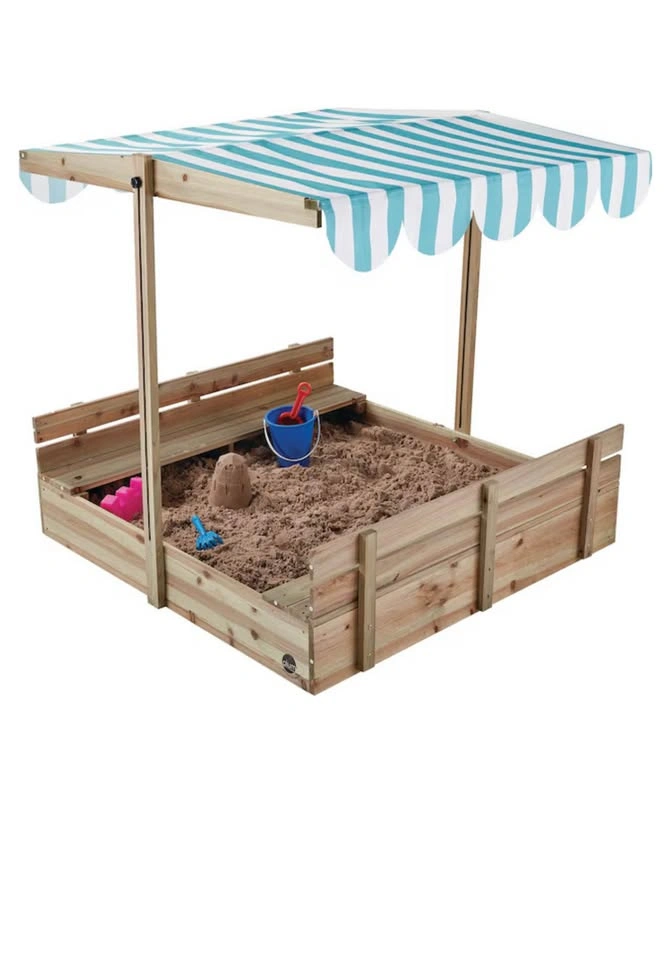 New Plum Outdoor Portable Wooden Sandbox with Canopy - photo 2