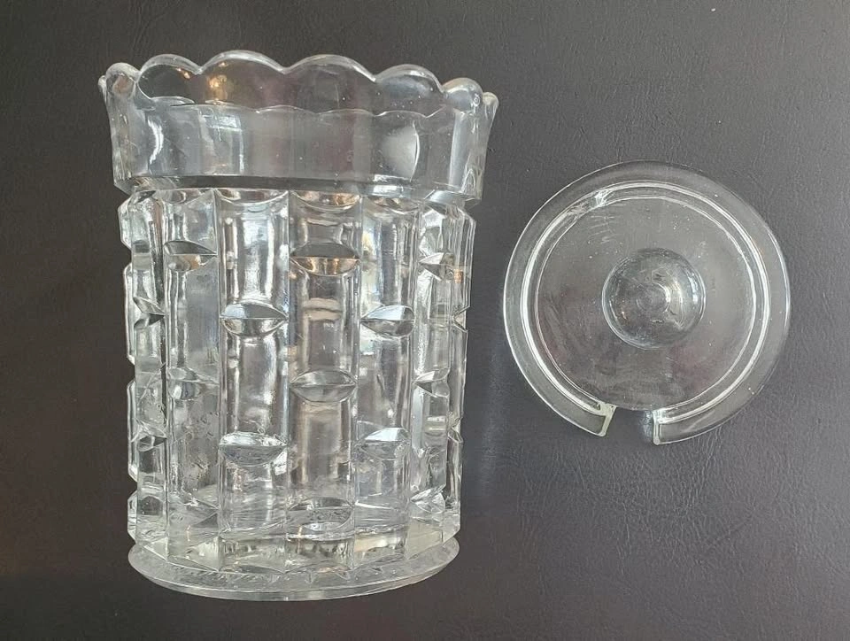 Vintage Clear Glass Condiment Jar w Lid - photo 2