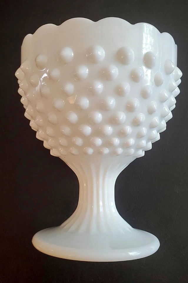 Vintage Fenton Hobnail Milk Glass Vase
